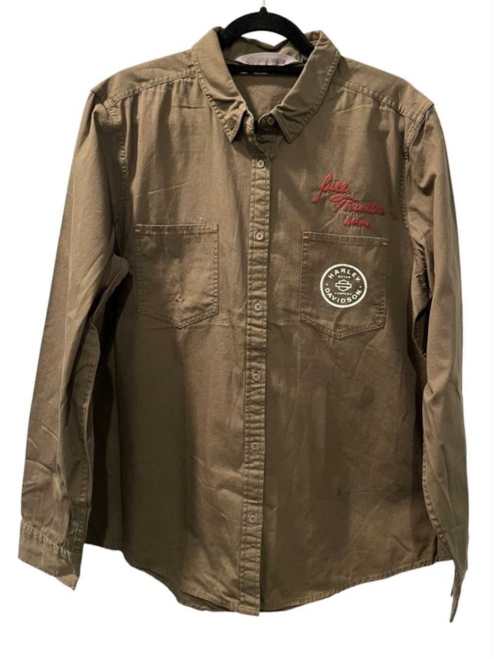 Harley Davidson NWT Full Throttle Canvas Button Down Shirt Size 2XL Embroidered